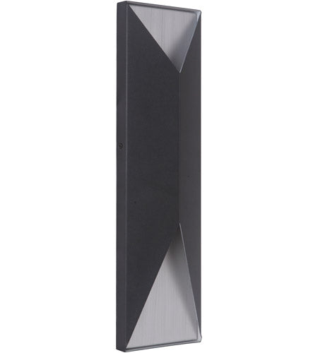 Z3422-TBBA-LED - Peak 2 Light 18" High Outdoor Pocket Sconce - Textured Black / Brushed Aluminum