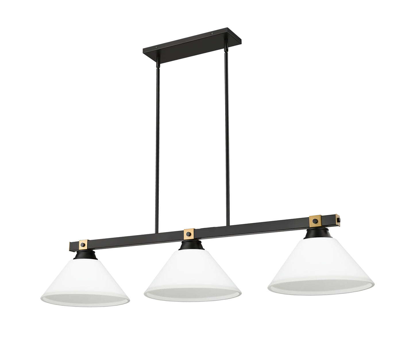 1955-3MB-RB-AMO14 - Bronte 3 Light 53" Billiard - Matte Black / Rubbed Brass