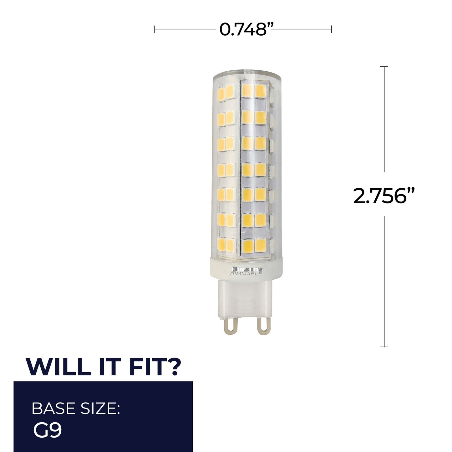 770645 - Dimmable T6 LED G9 Base Light Bulb - 6.5 Watt - 3000K - 2 Pack