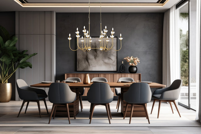 352-56L-MGLD - Allistair 16 Light Linear 56" Chandelier - Modern Gold