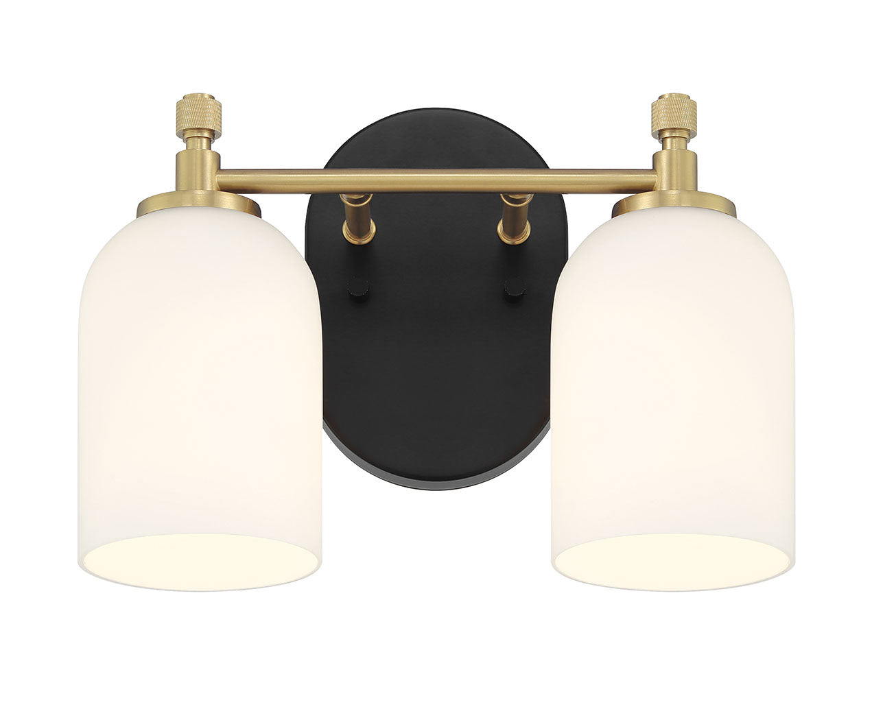 60302-FBSB - Council 2 Light 12.25" Wide Vanity Light - Flat Black / Satin Brass