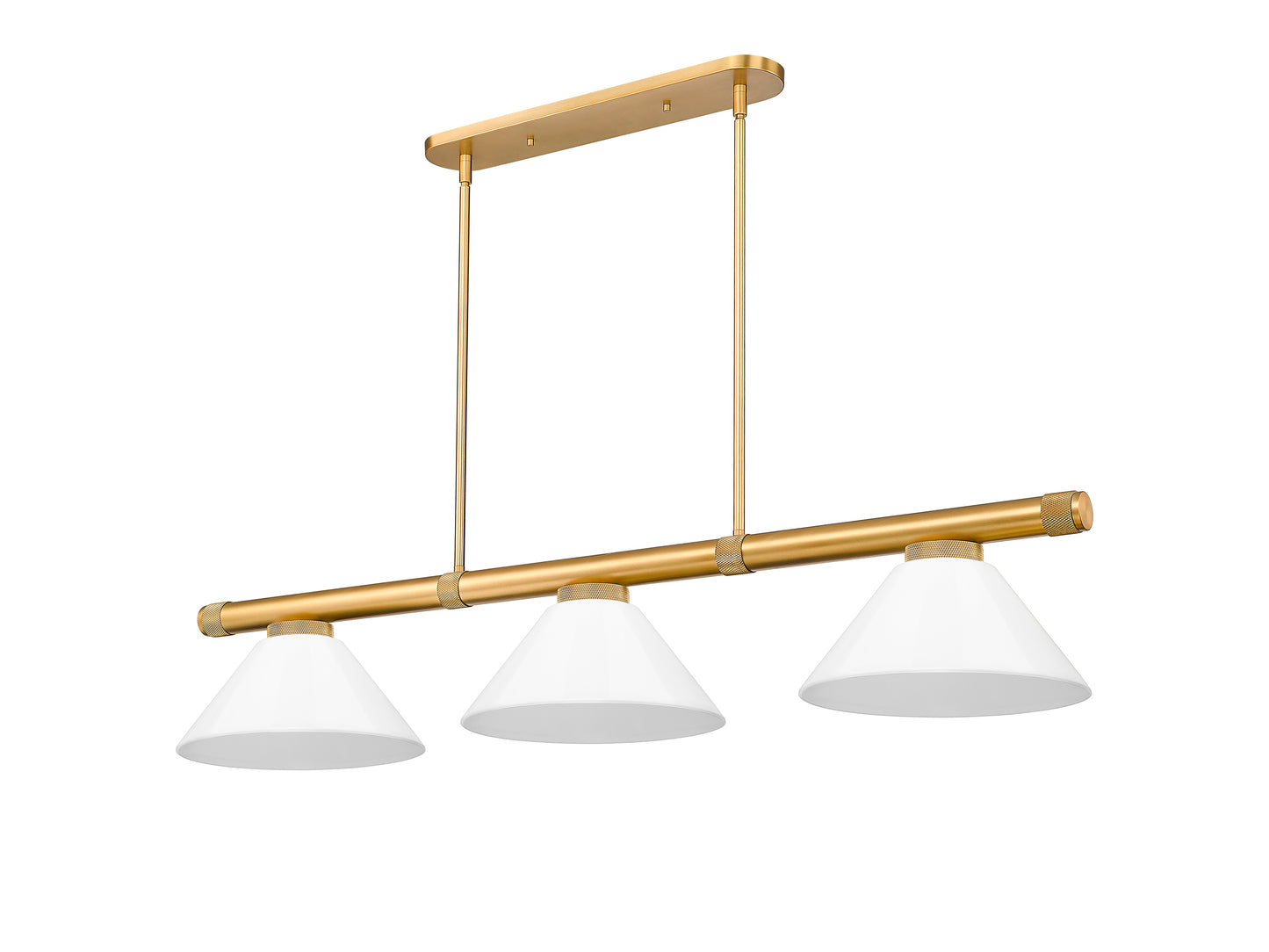 3050-3RB-PWH - Vanguard 3 Light 58" Billiard - Rubbed Brass