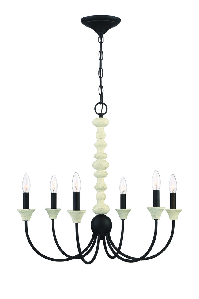 52626-CWESP - Meadow Place 6 Light 24" Wide Chandelier - Cottage White / Espresso