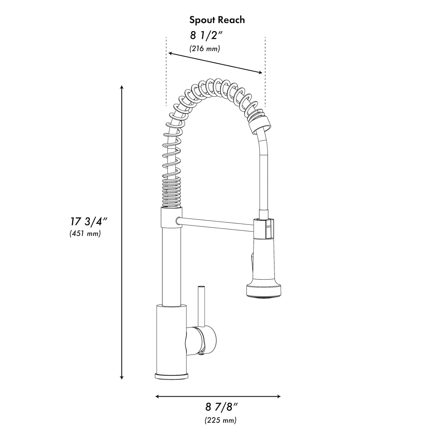 RBCN2-KF-MB - Rubicon Spring Style Pre-Rinse Kitchen Faucet - Matte Black