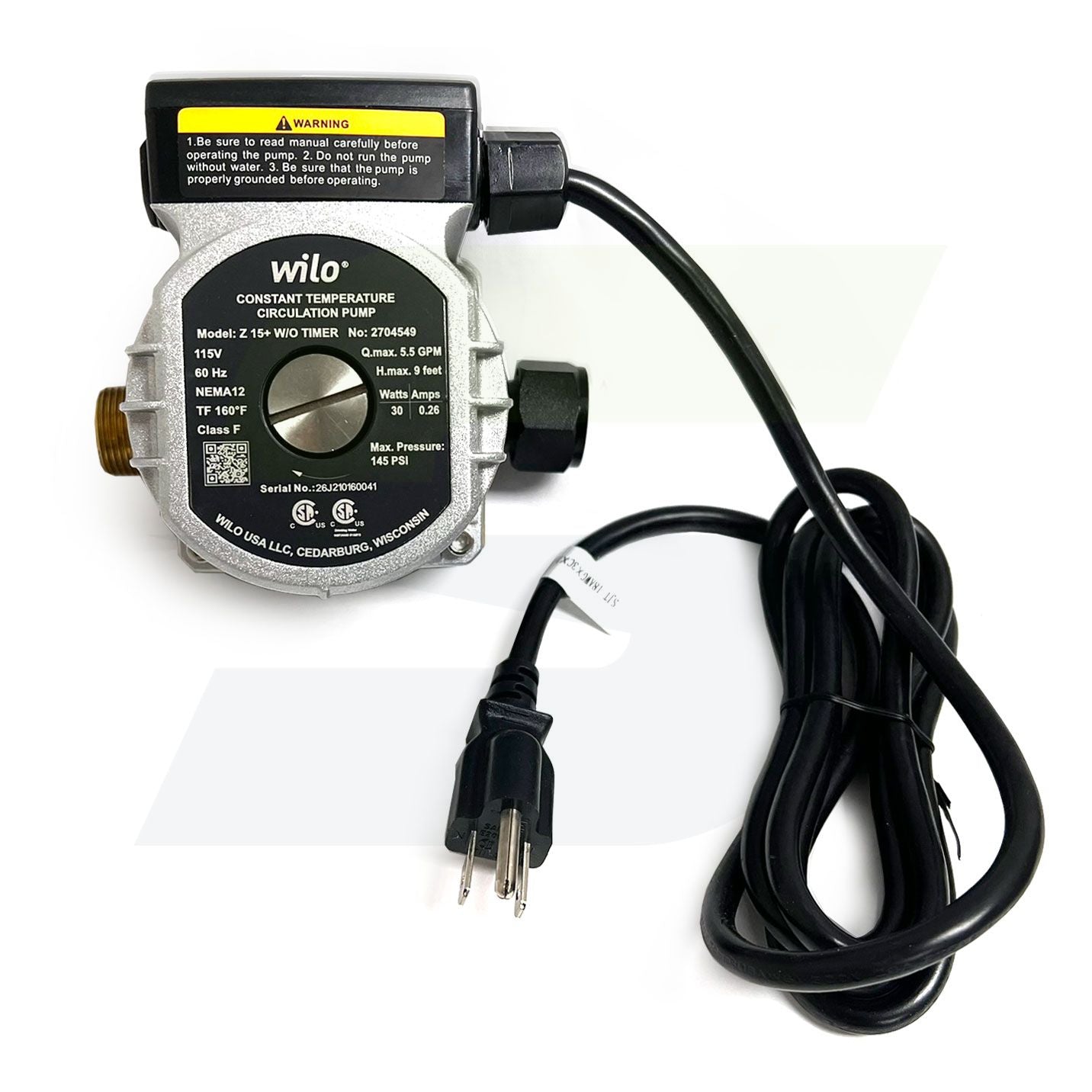 2704549 - Z 15+ Constant Speed Hot Water Circulation Pump - 3/4" NPT 115 Volt