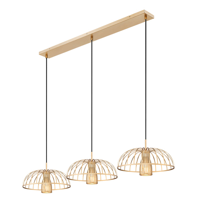 623P16-3L-MGLD - Valencia 3 Light Linear 56" Chandelier - Modern Gold