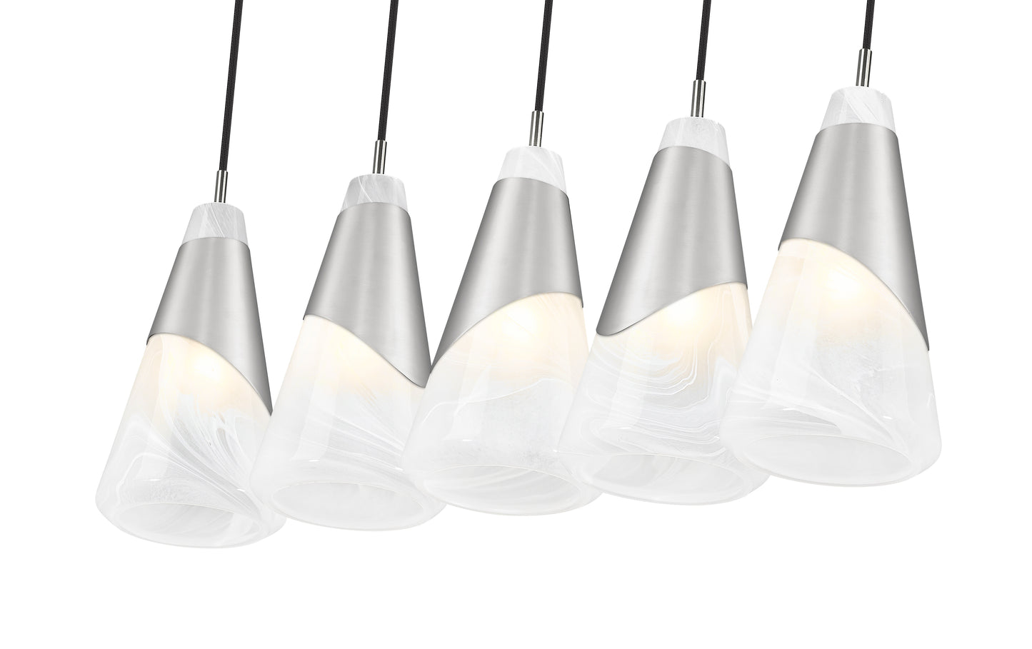 828P6-5L-BN - Aimie 5 Light Linear 42" Chandelier - Brushed Nickel