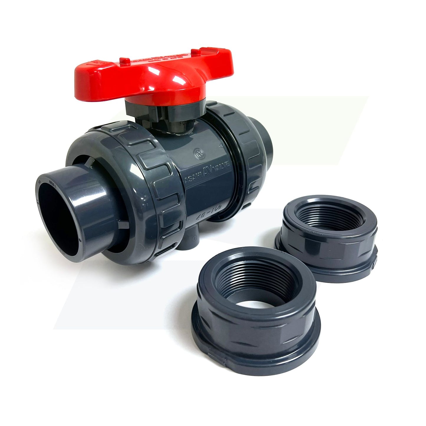 1601015 - 1-1/2" True Union In-line Ball Valve - PVC, Socket/Threaded, EPDM Seal