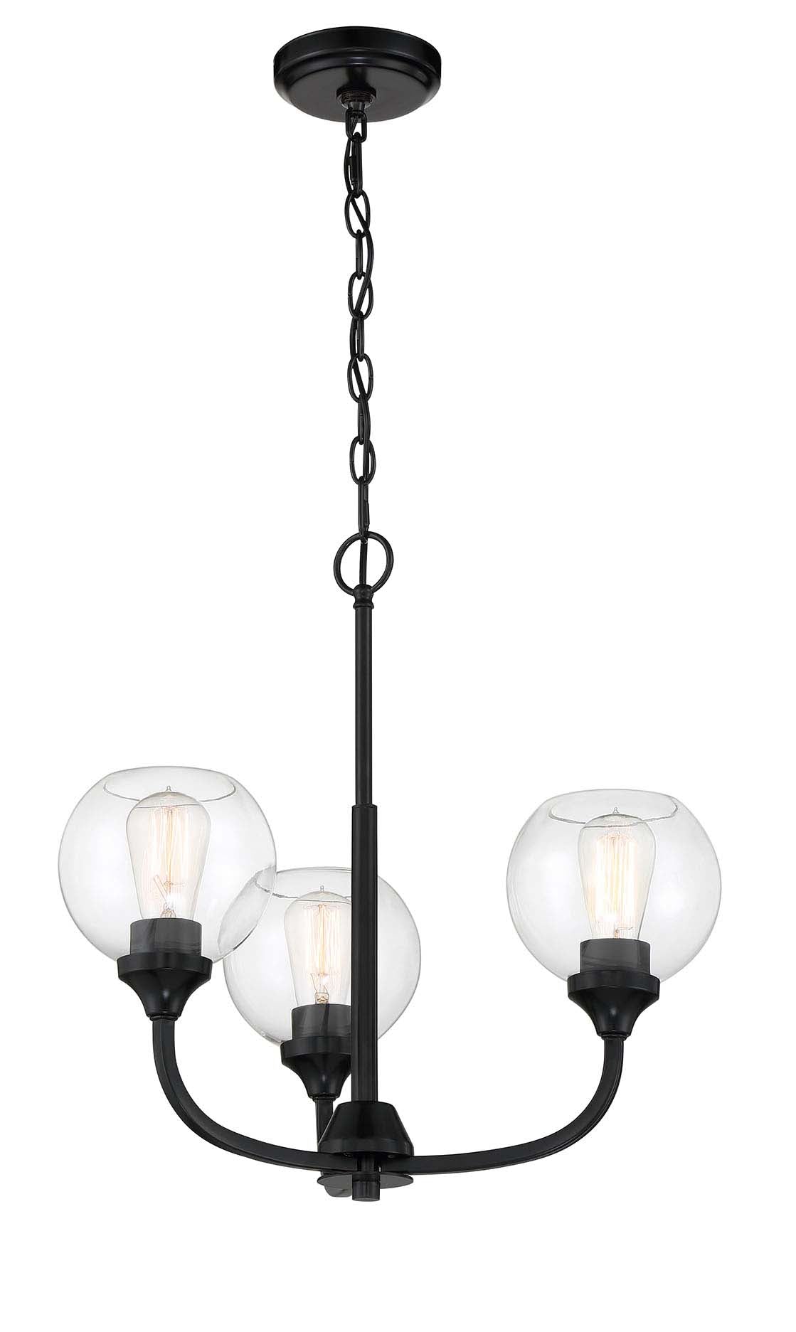 56223-FB - Glenda 3 Light 20" Wide Chandelier - Flat Black