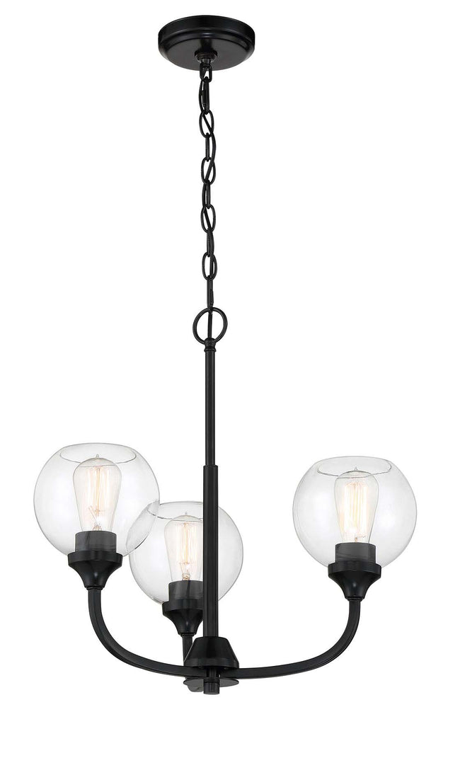 56223-FB - Glenda 3 Light 20" Wide Chandelier - Flat Black
