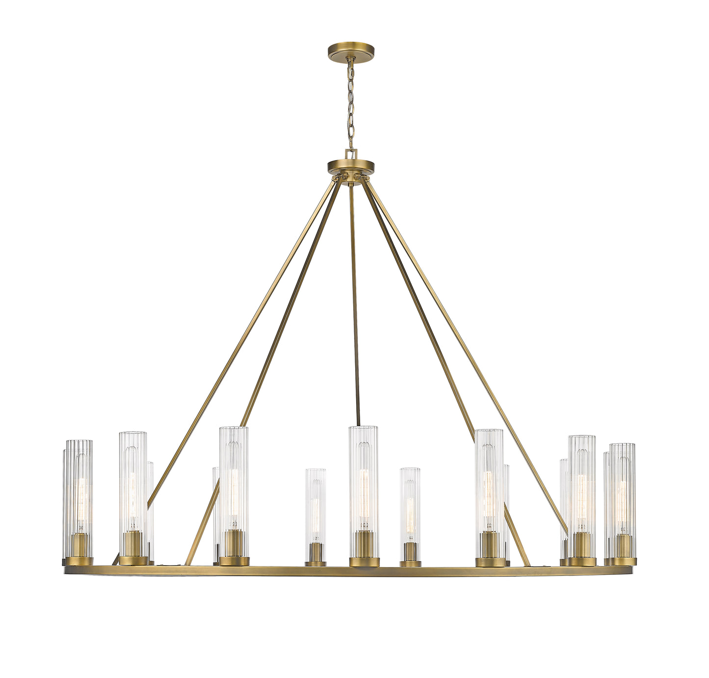 3031-15RB - Beau 15 Light 60" Chandelier - Rubbed Brass