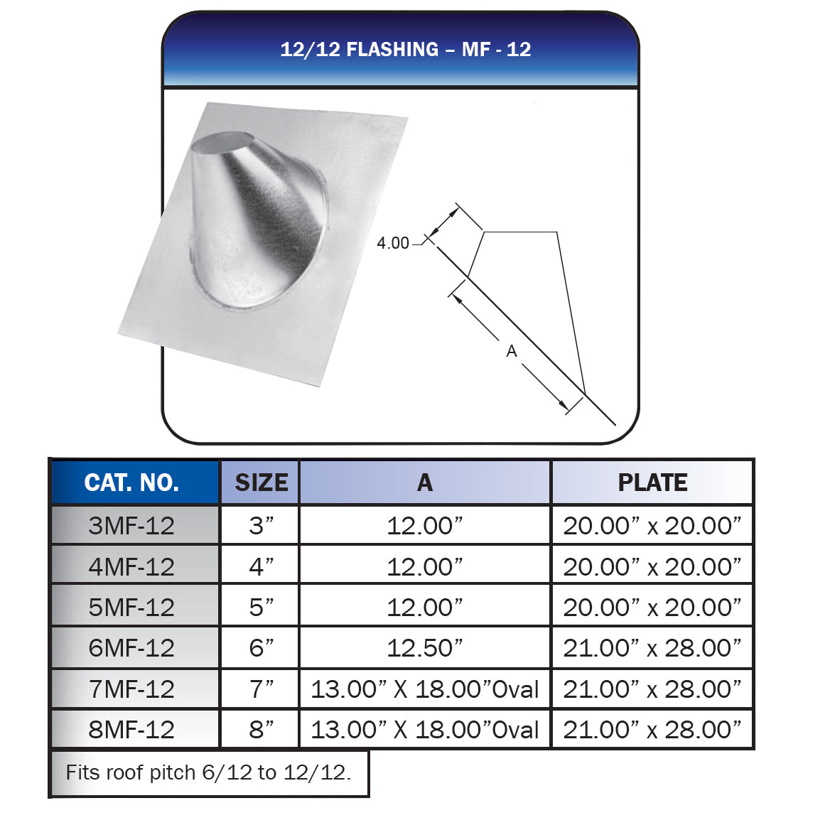 5MF-12 - Type B Gas Vent Roof Flashing - 5/12 to 12/12 - 5"