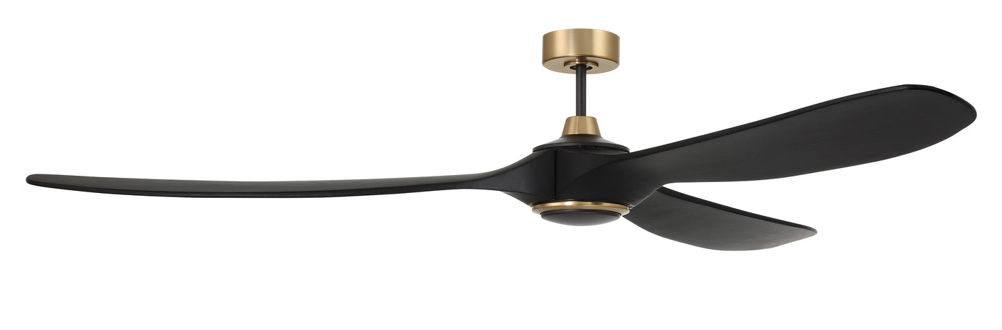 EVY72FBSB3-NWF - Envy 72" Ceiling Fan no Wifi 72" 3 Blade Ceiling Fan with Light Kit - Flat Black / Satin Brass
