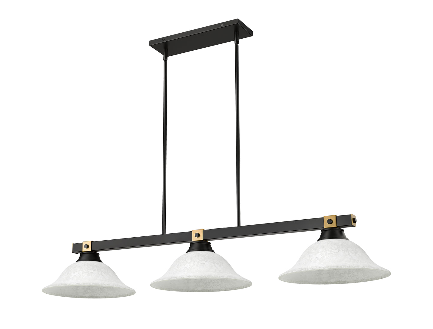 1955-3MB-RB-WM16 - Bronte 3 Light 55" Billiard - Matte Black / Rubbed Brass