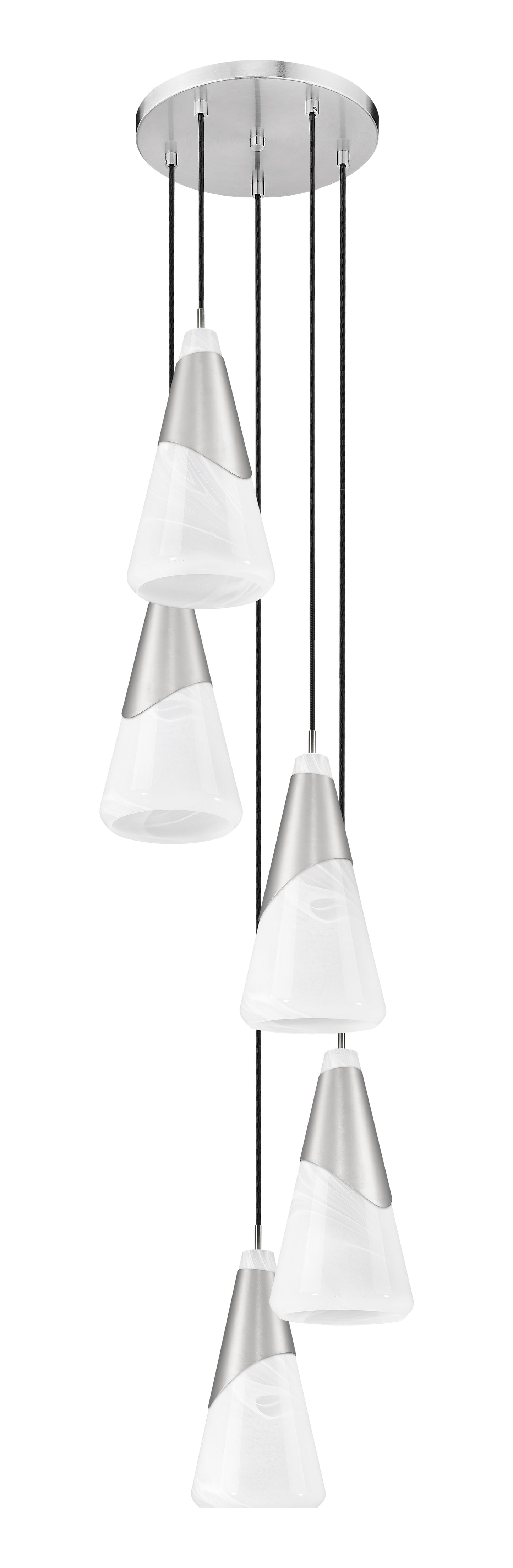 828P7-5R-BN - Aimie 5 Light 12" Chandelier - Brushed Nickel