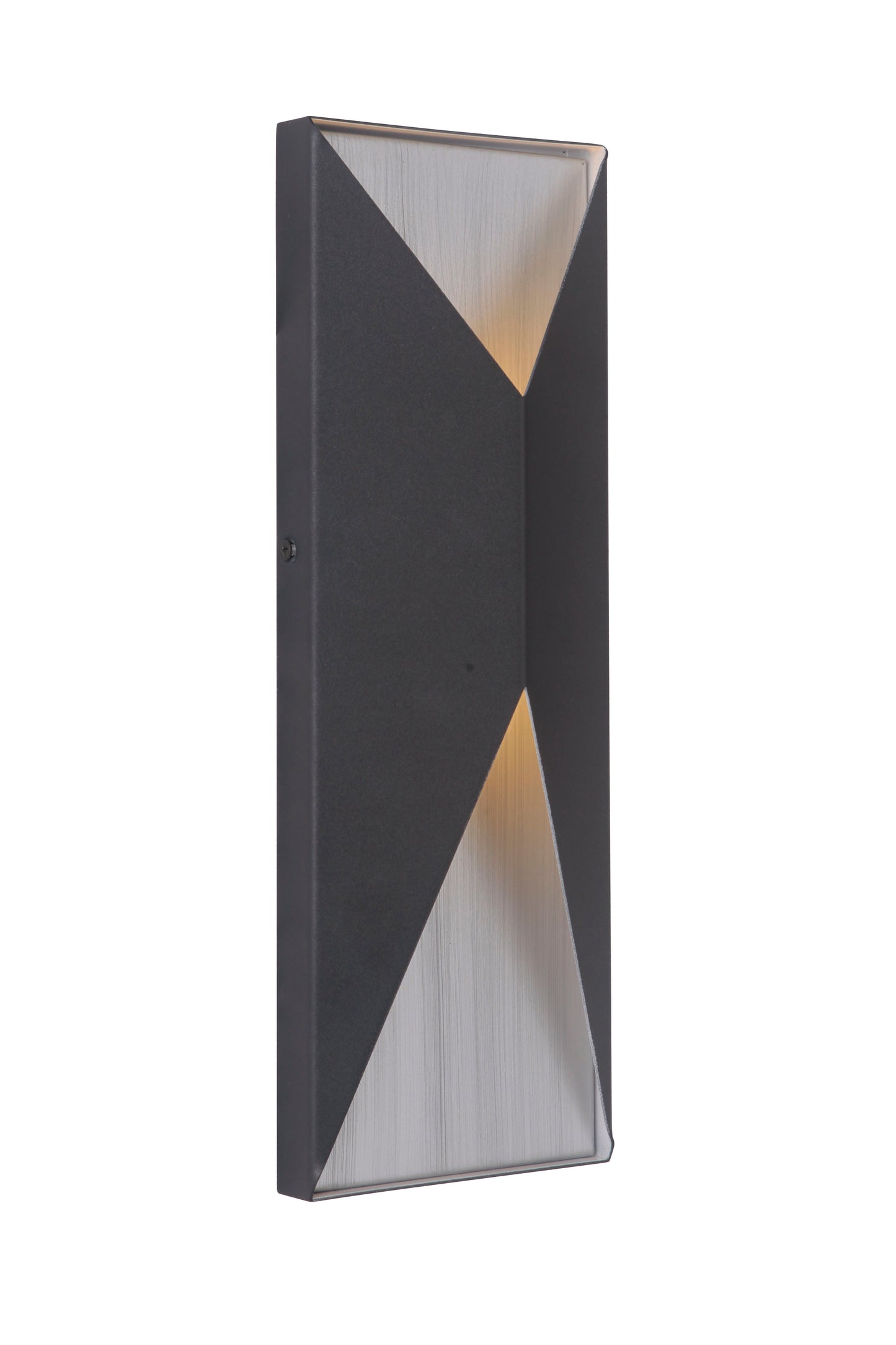 Z3412-TBBA-LED - Peak 2 Light 14" High Outdoor Pocket Sconce - Textured Black / Brushed Aluminum