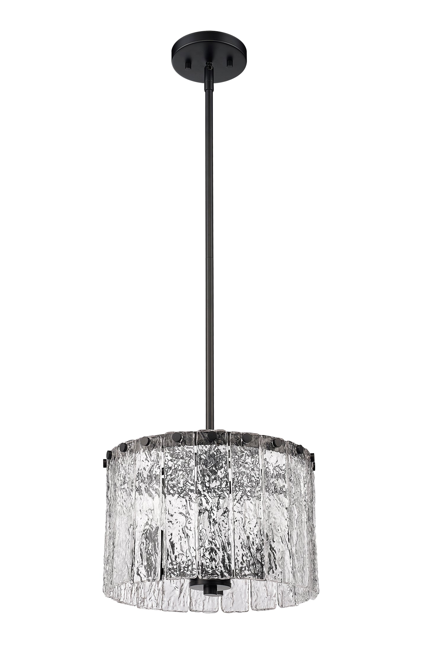 1943P12-MB - Glacier 3 Light 12" Pendant - Matte Black