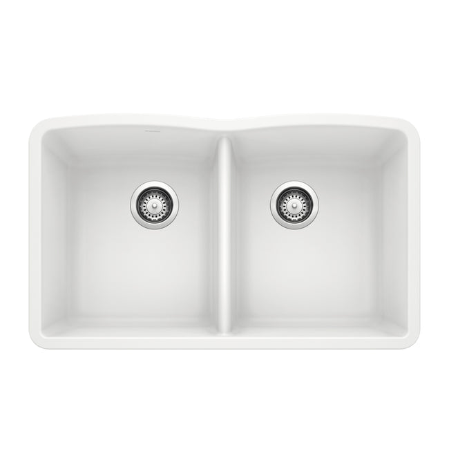440185 - 32" Diamond Equal Double Bowl Undermount Kitchen Sink - White