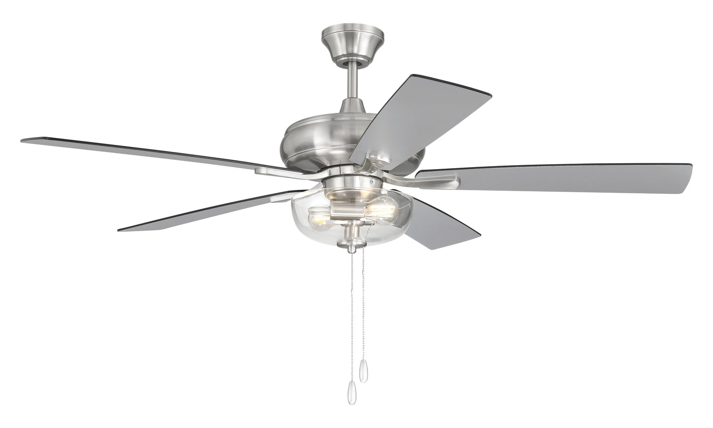 ECF201BNK5-BNGW - EOS 2 Light Clear Bowl 52" Ceiling Fan 52" 5 Blade Ceiling Fan with Light Kit - Brushed Nickel