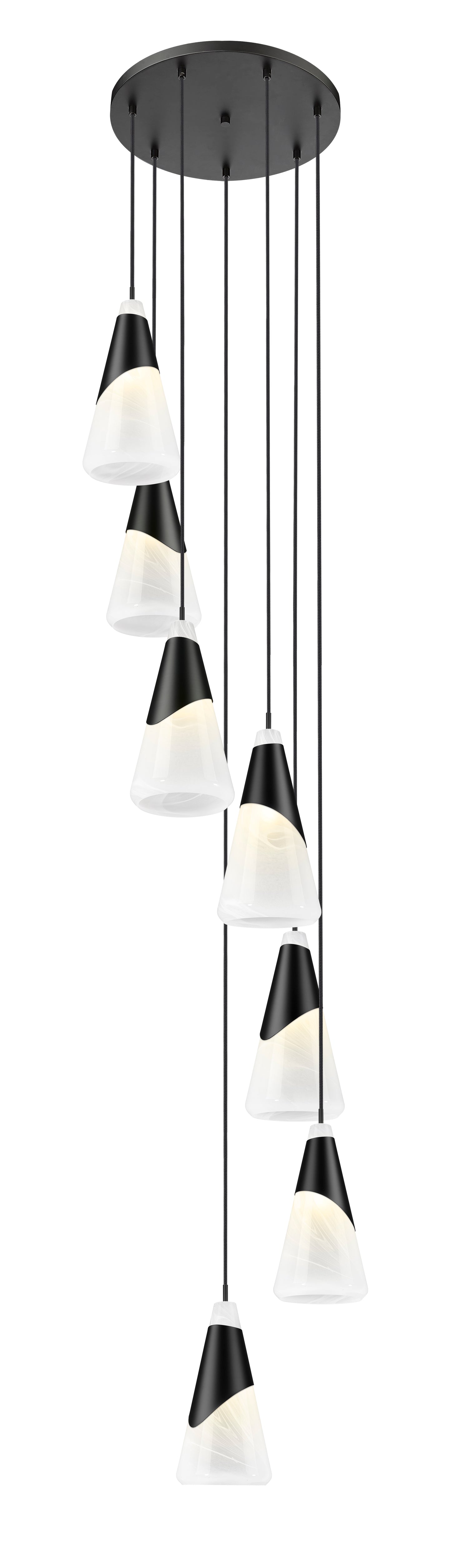 828P7-7R-MB - Aimie 7 Light 18" Chandelier - Matte Black