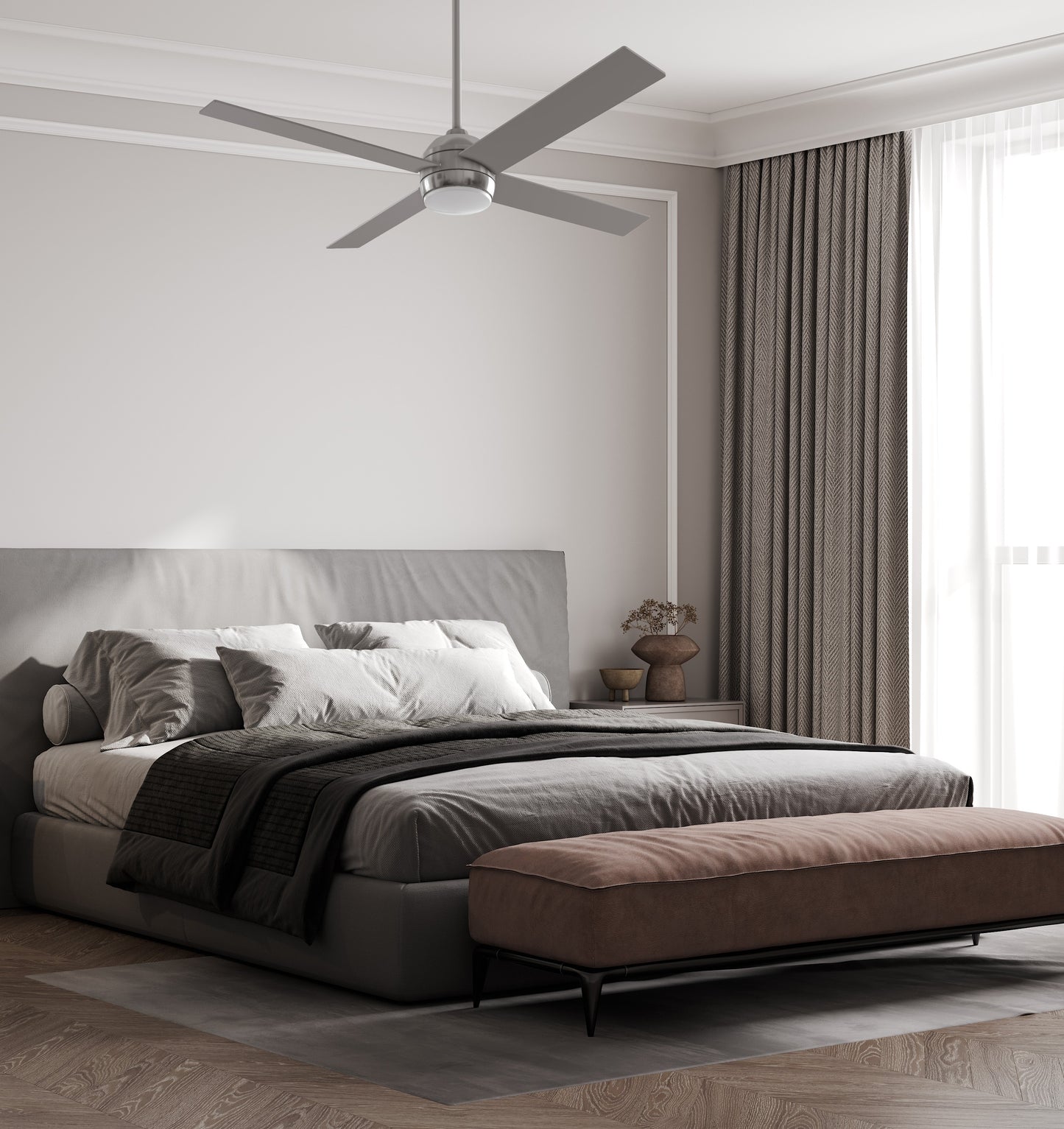 KLS52BNK4 - Kelsey 52" 4-blade Indoor Ceiling Fan 52" 4 Blade Ceiling Fan with Light Kit - Brushed Nickel