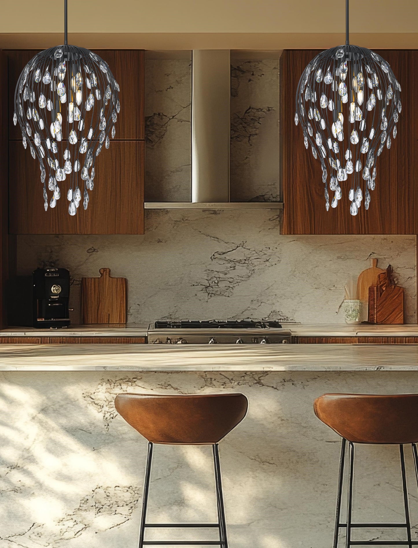 1957P18-MB - Gabriella 6 Light 18" Pendant - Matte Black
