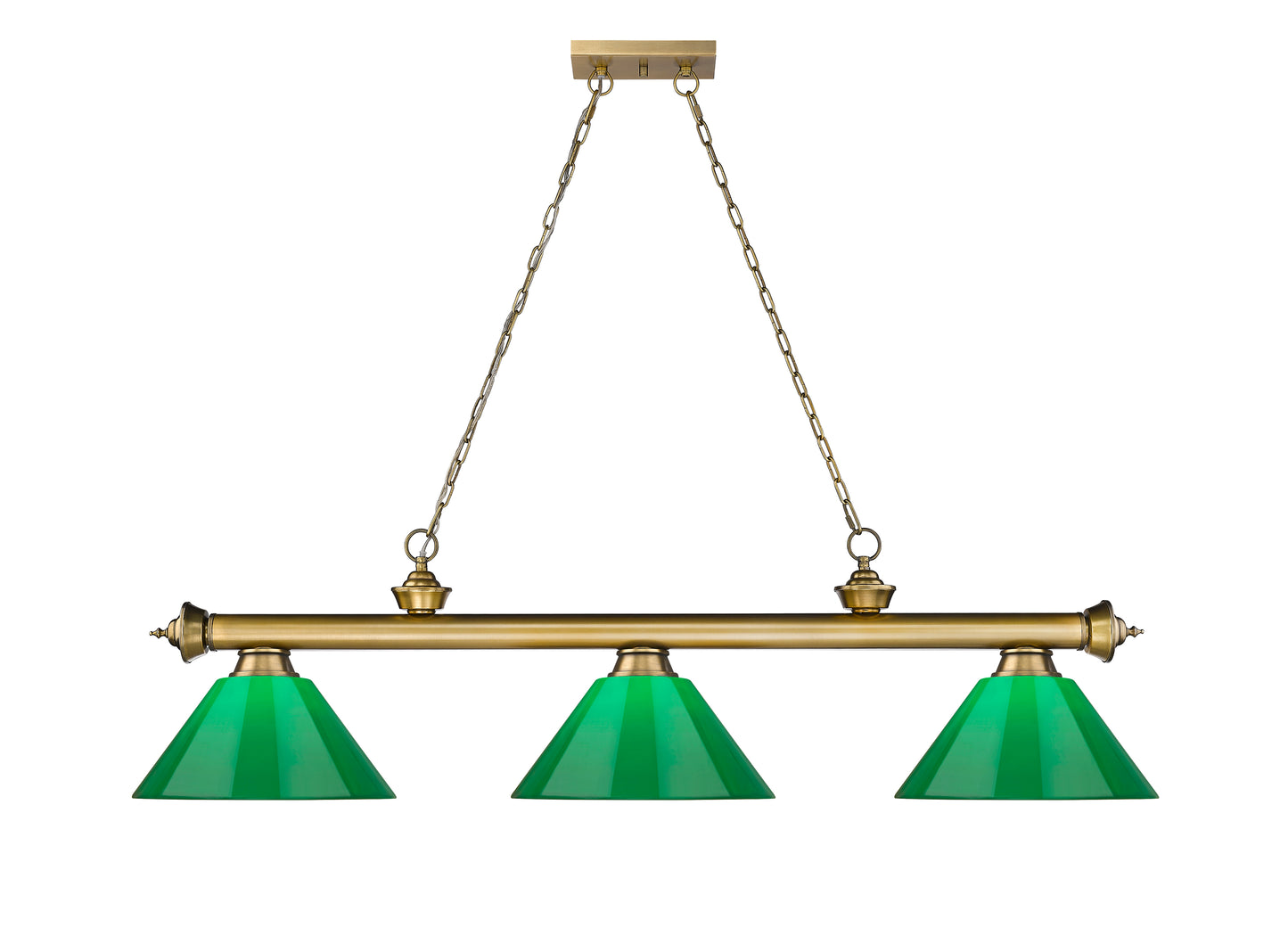 2306-3RB-PGR - Cordon 3 Light 57" Billiard - Rubbed Brass