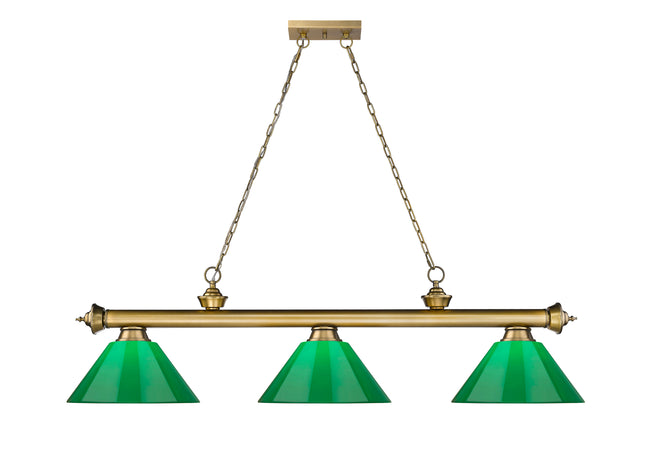 2306-3RB-PGR - Cordon 3 Light 57" Billiard - Rubbed Brass