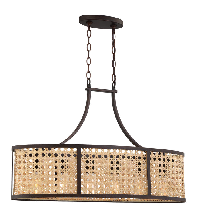 54576-ABZ - Malaya 6 Light 12.5" Wide Island Light - Aged Bronze Brushed