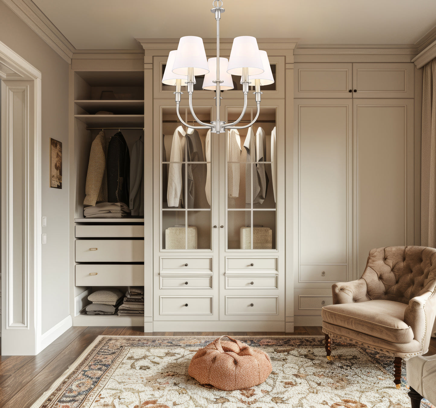 3049-18C-BN - Tova 5 Light 22" Chandelier - Brushed Nickel