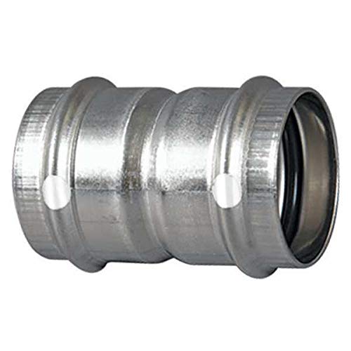 85272 - 304 Stainless Steel Coupling with stop, Press1 x Press2 Connection Type, 3/4" x 3/4" Tube Si