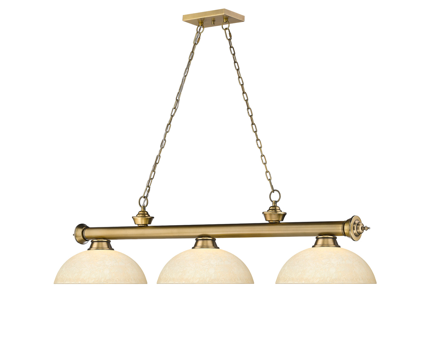 2306-3RB-DGM14 - Cordon 3 Light 57" Billiard - Rubbed Brass