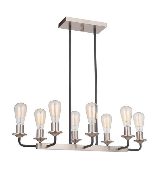 50378-FBBNK - Randolph 8 Light 11.5" Wide Island Light - Flat Black / Brushed Polished Nickel