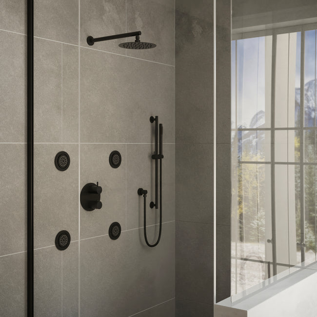 EMBY-SHS-T3-MB - Autograph Edition Emerald Bay Thermostatic Shower System with Body Jets in Matte Black