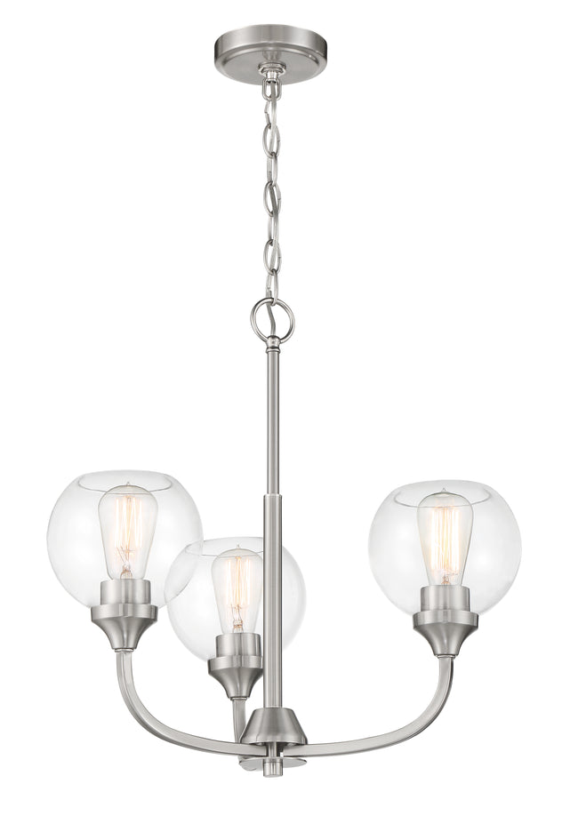 56223-BNK - Glenda 3 Light 20" Wide Chandelier - Brushed Nickel