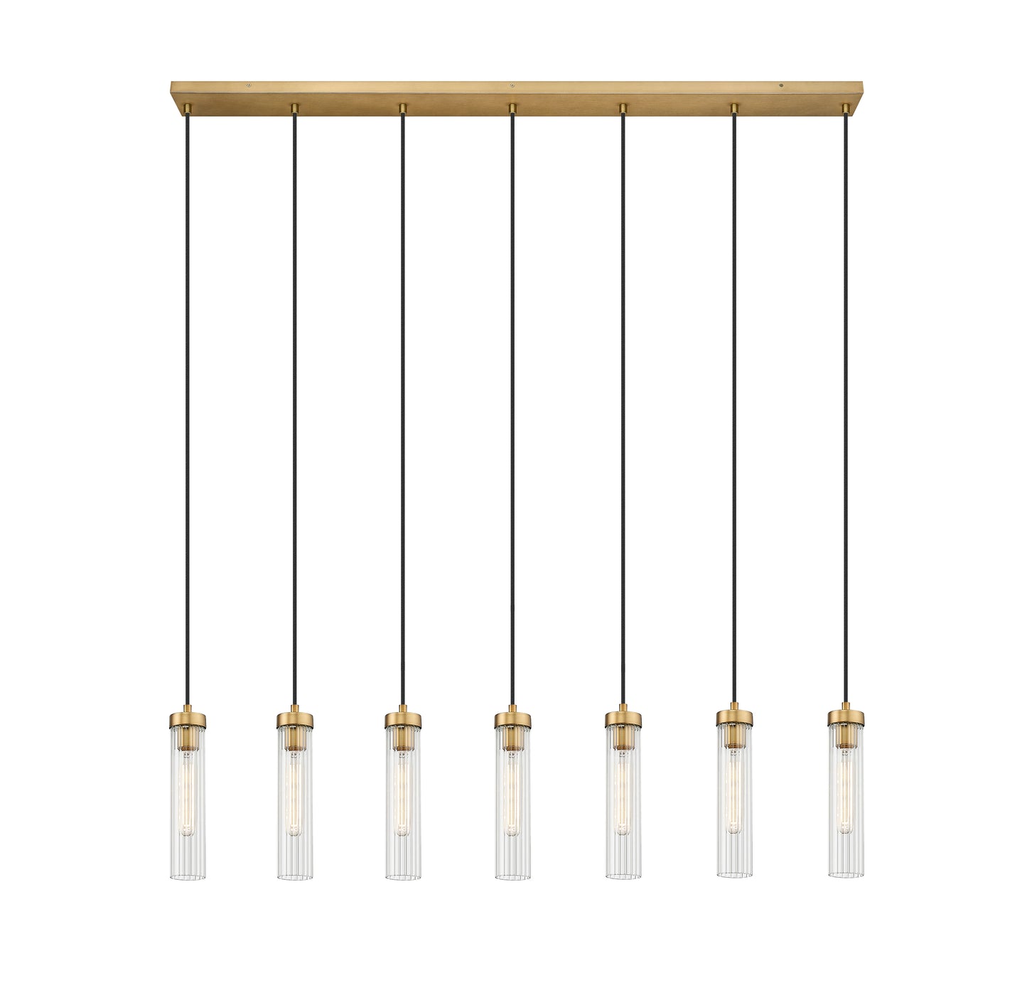 740P-7L-RB - Beau 7 Light Linear 54" Chandelier - Rubbed Brass