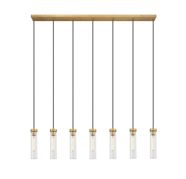 740P-7L-RB - Beau 7 Light Linear 54" Chandelier - Rubbed Brass
