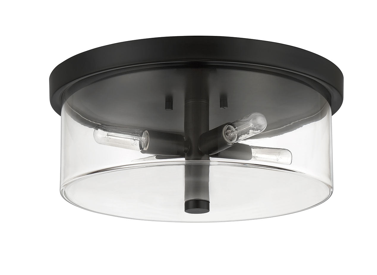 55684-FB - Hailie 4 Light 15" Wide Flush Mount - Flat Black