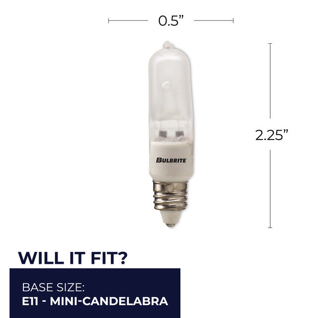 610032 - Frosted JD Type Dimmable Mini-Candelabra Halogen Light Bulb - 35 Watt - 5 Pack
