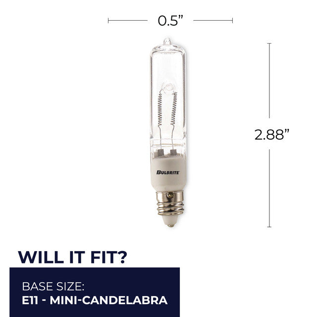 610251 - Clear JD Type Dimmable Mini-Candelabra Halogen Light Bulb - 250 Watt - 5 Pack