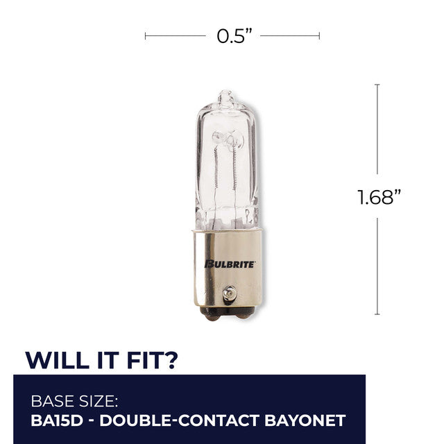 613050 - Clear JD Type Dimmable Double Contact Bayonet Halogen Light Bulb - 50 Watt - 5 Pack