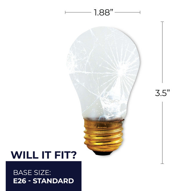 108040 - Shatter Resistant A15 Incandescent Light Bulb - 40 Watt - 12 Pack