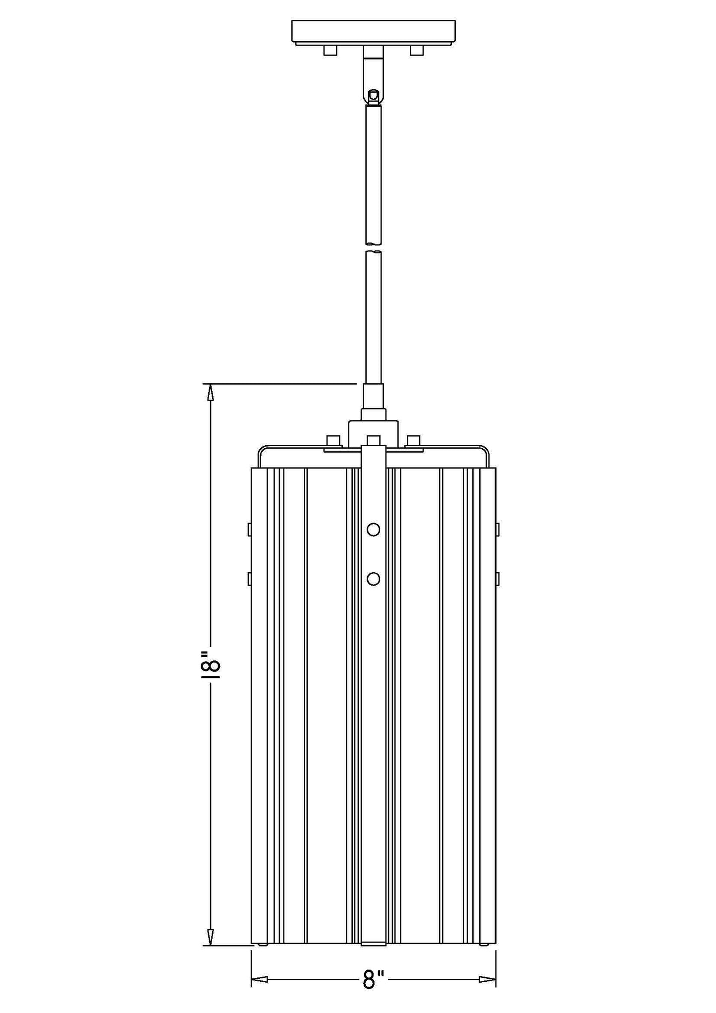 3036P8-PN - Alverton 1 Light 8" Pendant - Polished Nickel