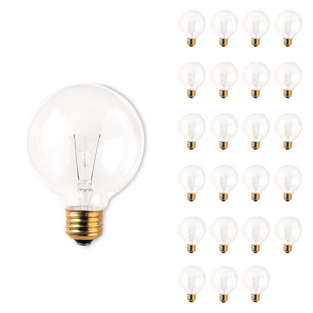 393104 - Clear Globe G25 Light Bulb - 40 Watt - 24 Pack