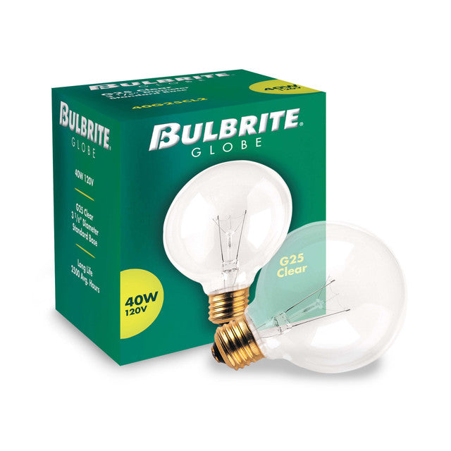 393104 - Clear Globe G25 Light Bulb - 40 Watt - 24 Pack