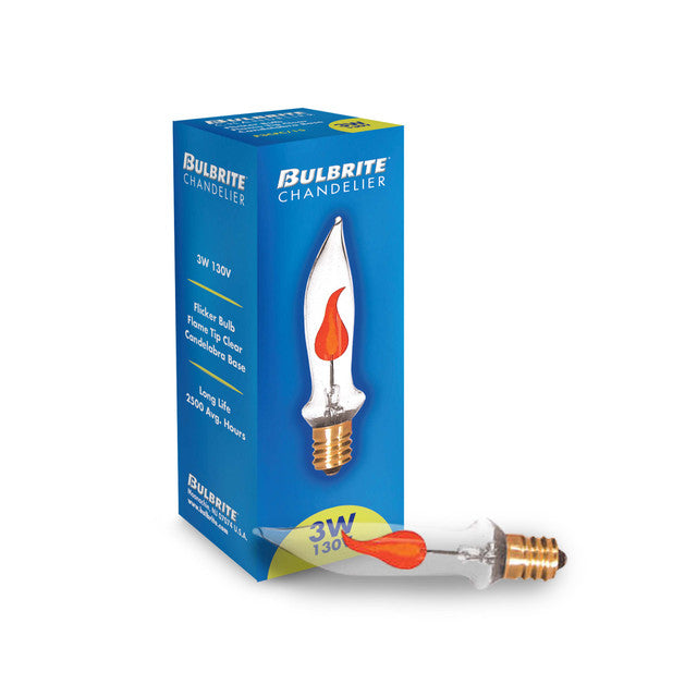 410303 - Clear Flicker Flame CA5 Light Bulb - 3 Watt - 14 Pack
