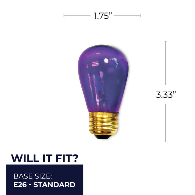 701511 - Transparent Purple Indicator / Sign / Nightlight S14 Light Bulb - 25 Pack