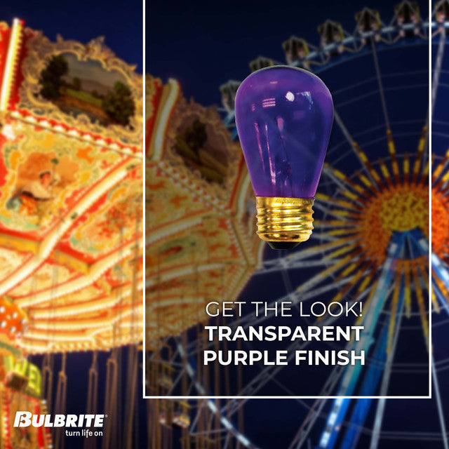 701511 - Transparent Purple Indicator / Sign / Nightlight S14 Light Bulb - 25 Pack