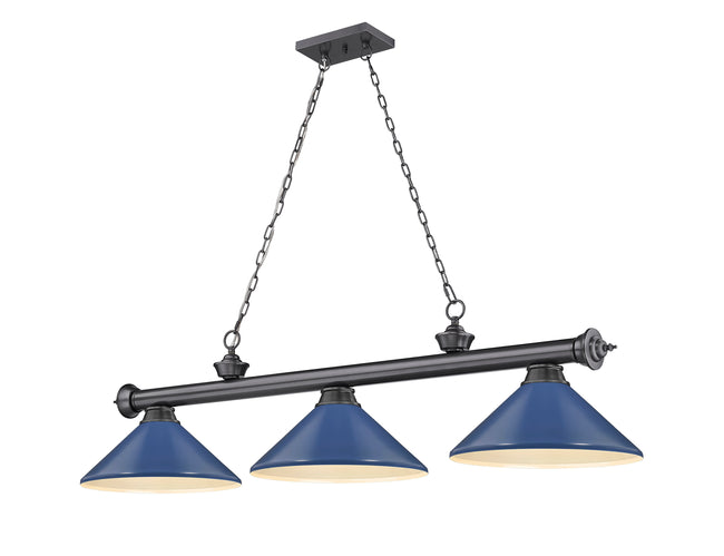 2306-3BP-MNB - Cordon 3 Light 58" Billiard - Bronze Plate
