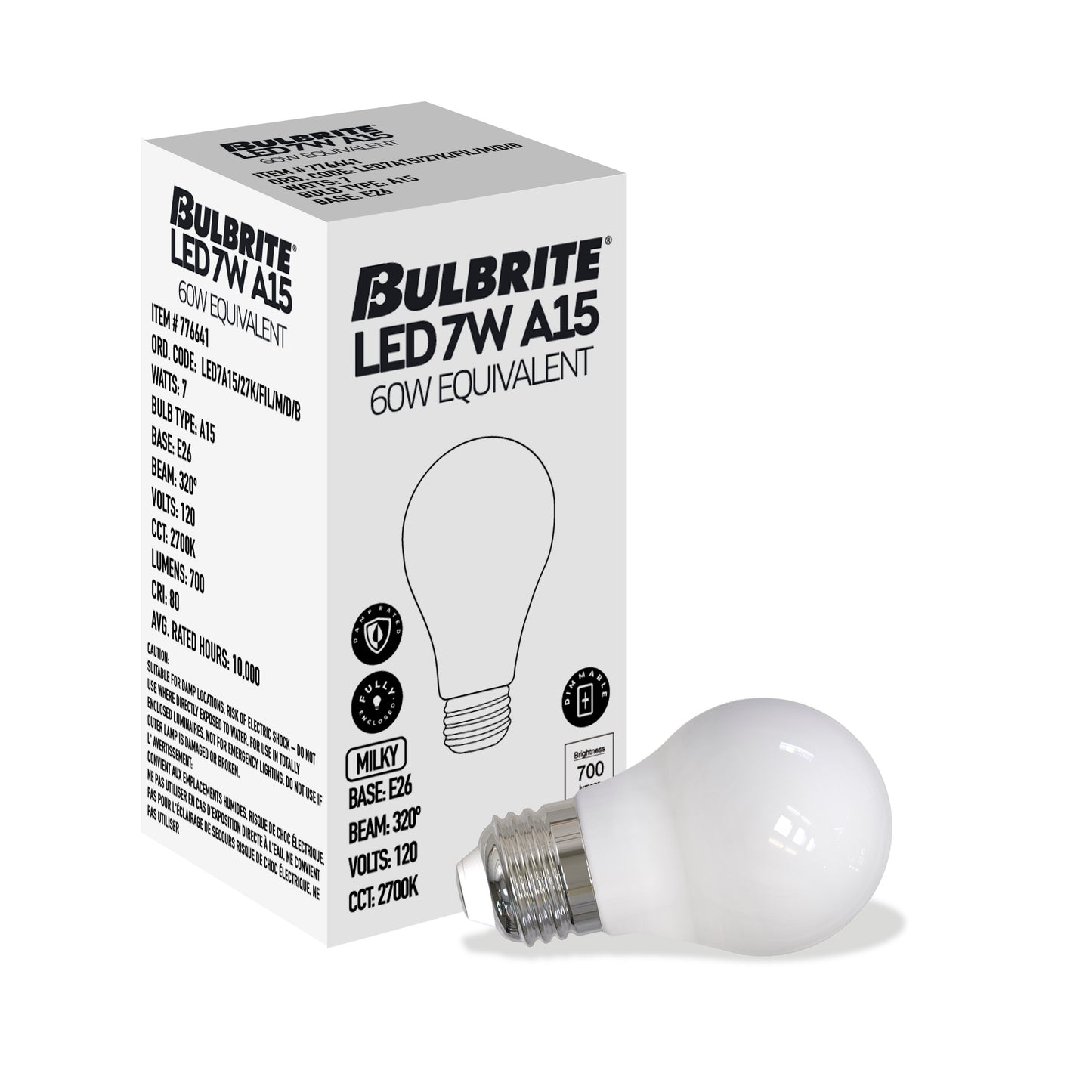 776641 - Filaments Dimmable Milky Glass A15 LED Light Bulb - 7 Watt - 2700K - 4 Pack